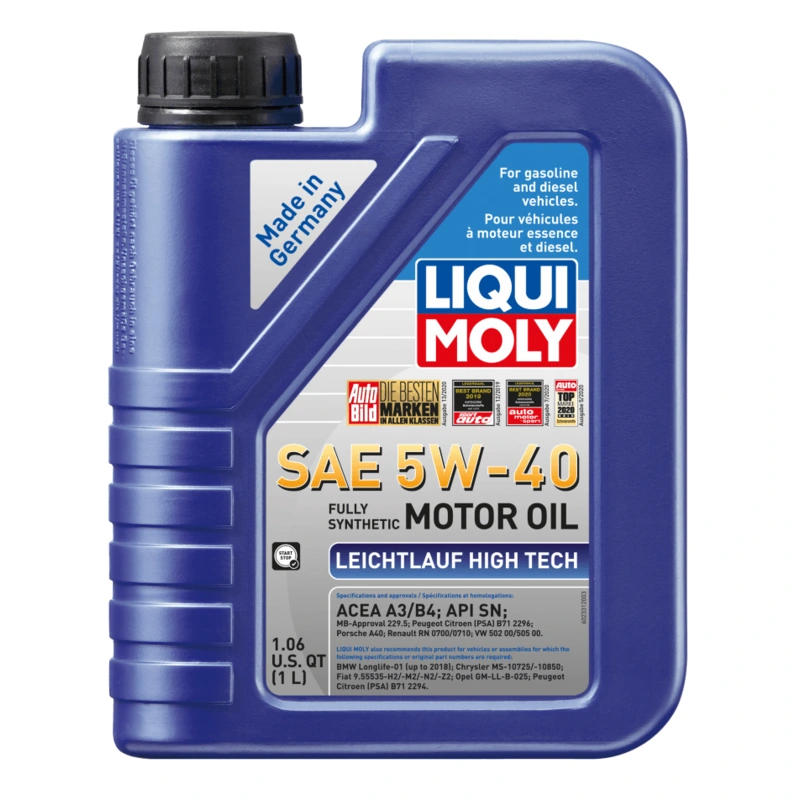 LIQUI MOLY 1L Leichtlauf (Low Friction) High Tech Motor Oil SAE 5W40 (Comes in Case of 6 Units)