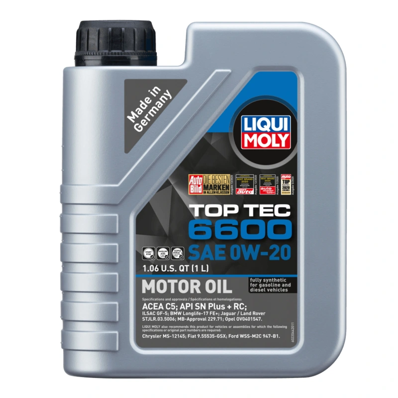 LIQUI MOLY 1L Top Tec 6600 Motor Oil SAE 0W20 (Comes in Case of 6 Units)